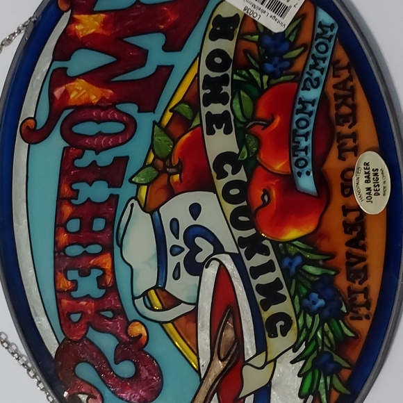 Vintage Stainglass Mothers Home Cooking Plaque w/Hanging Chain 2001. EUC - Picture 6 of 6